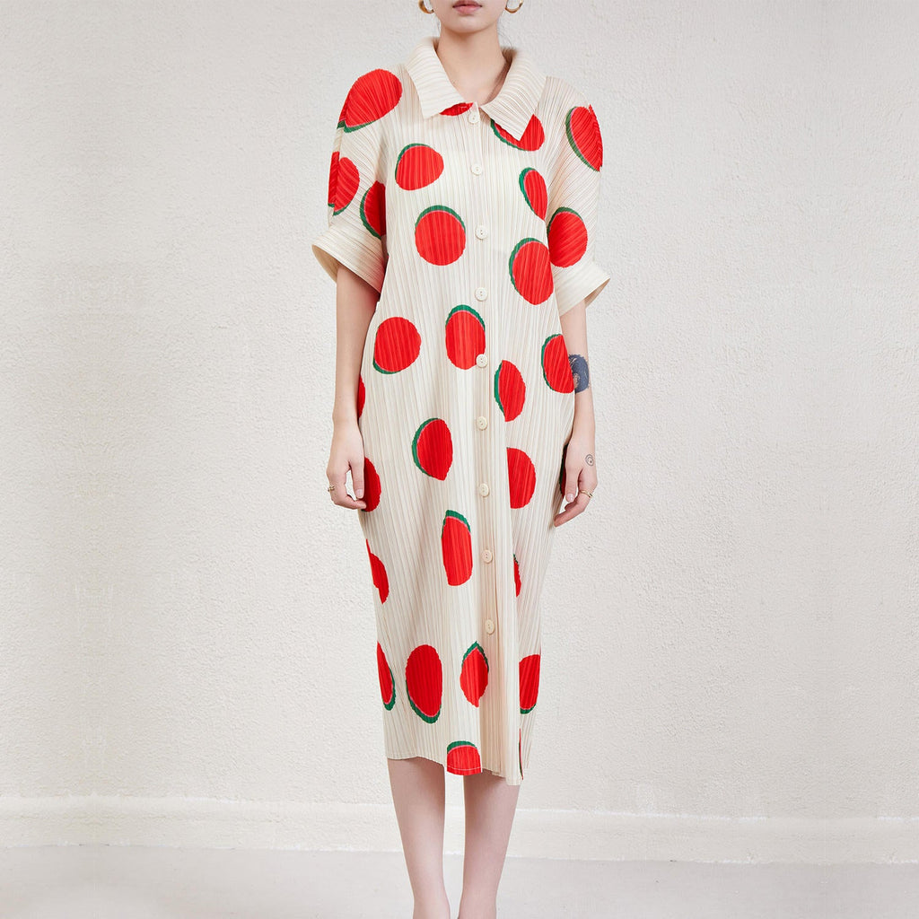 POLKA POP MIDI DRESS - RED