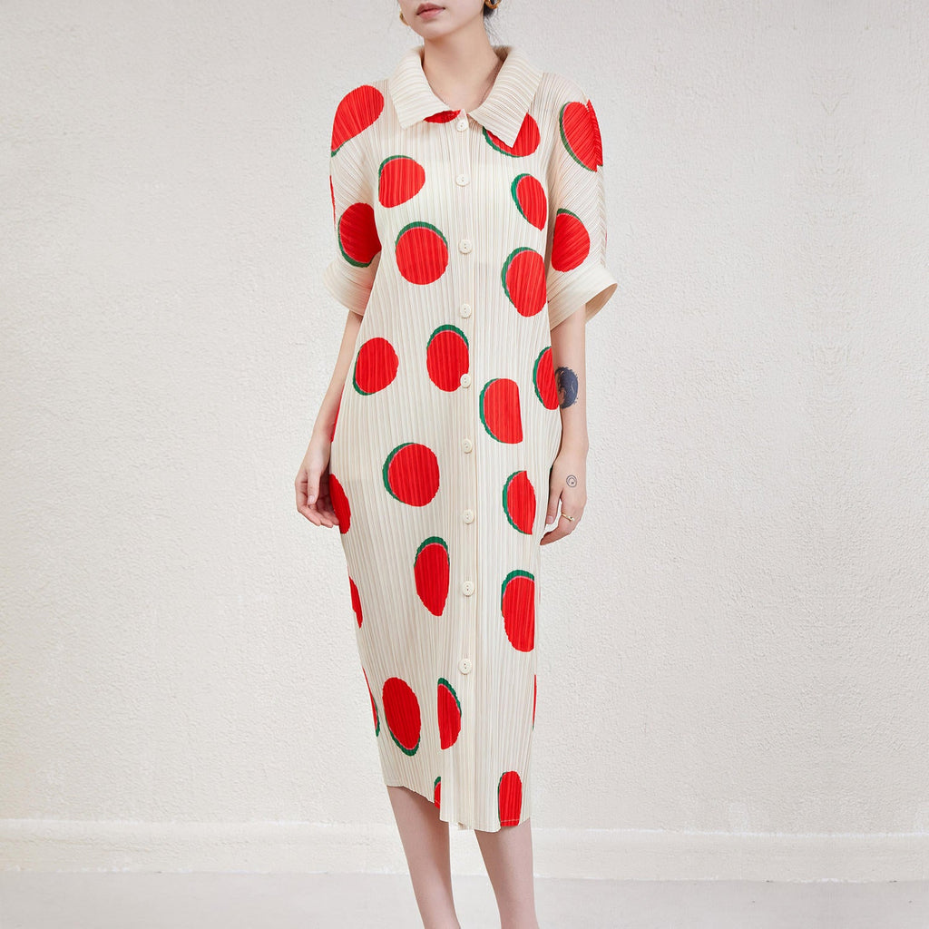 POLKA POP MIDI DRESS - RED